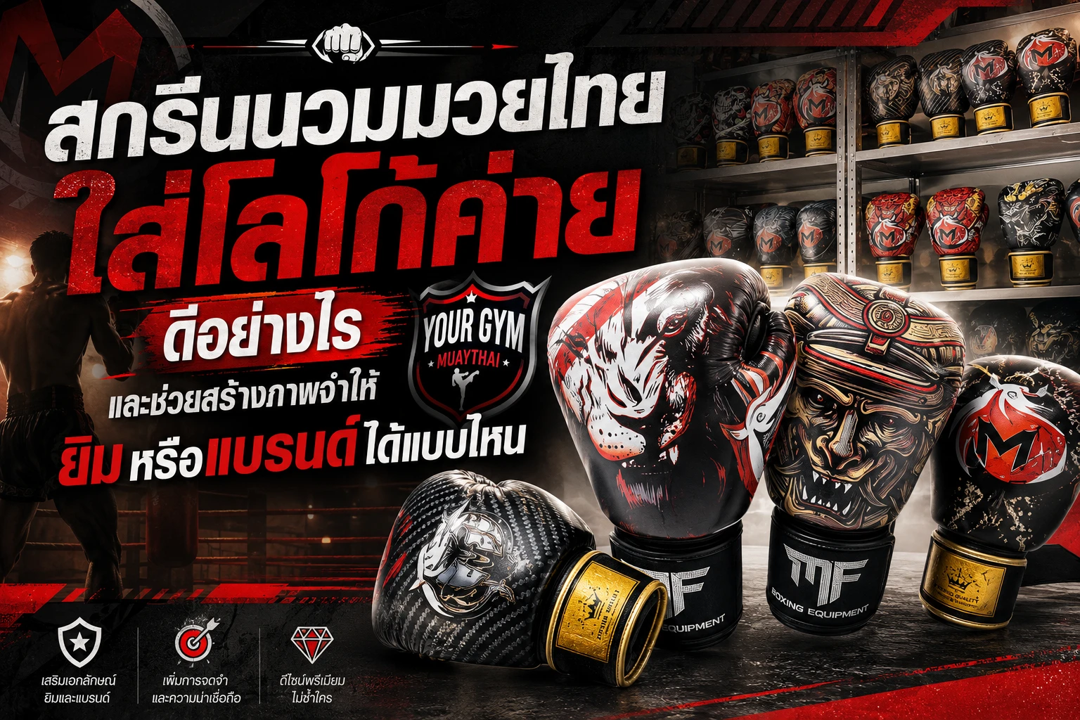 สกรีนนวมมวยไทยใส่โลโก้ค่ายดีอย่างไร และช่วยสร้างภาพจำให้ยิมหรือแบรนด์ได้แบบไหน