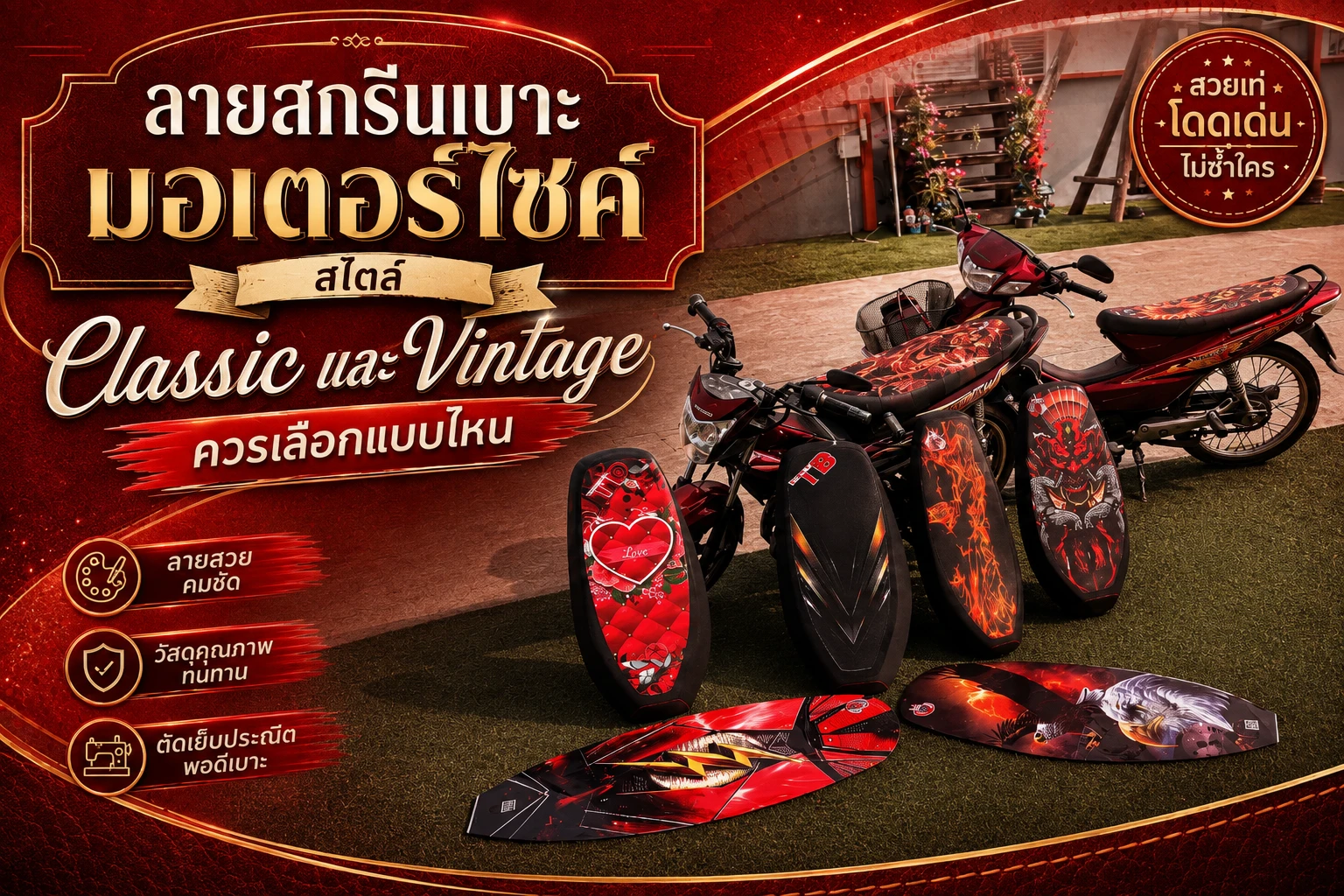ลายสกรีนเบาะมอเตอร์ไซค์สไตล์ Classic และ Vintage ควรเลือกแบบไหน